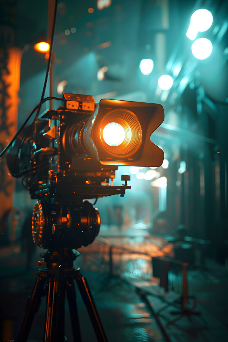 digital camcorder on a tripod on the street